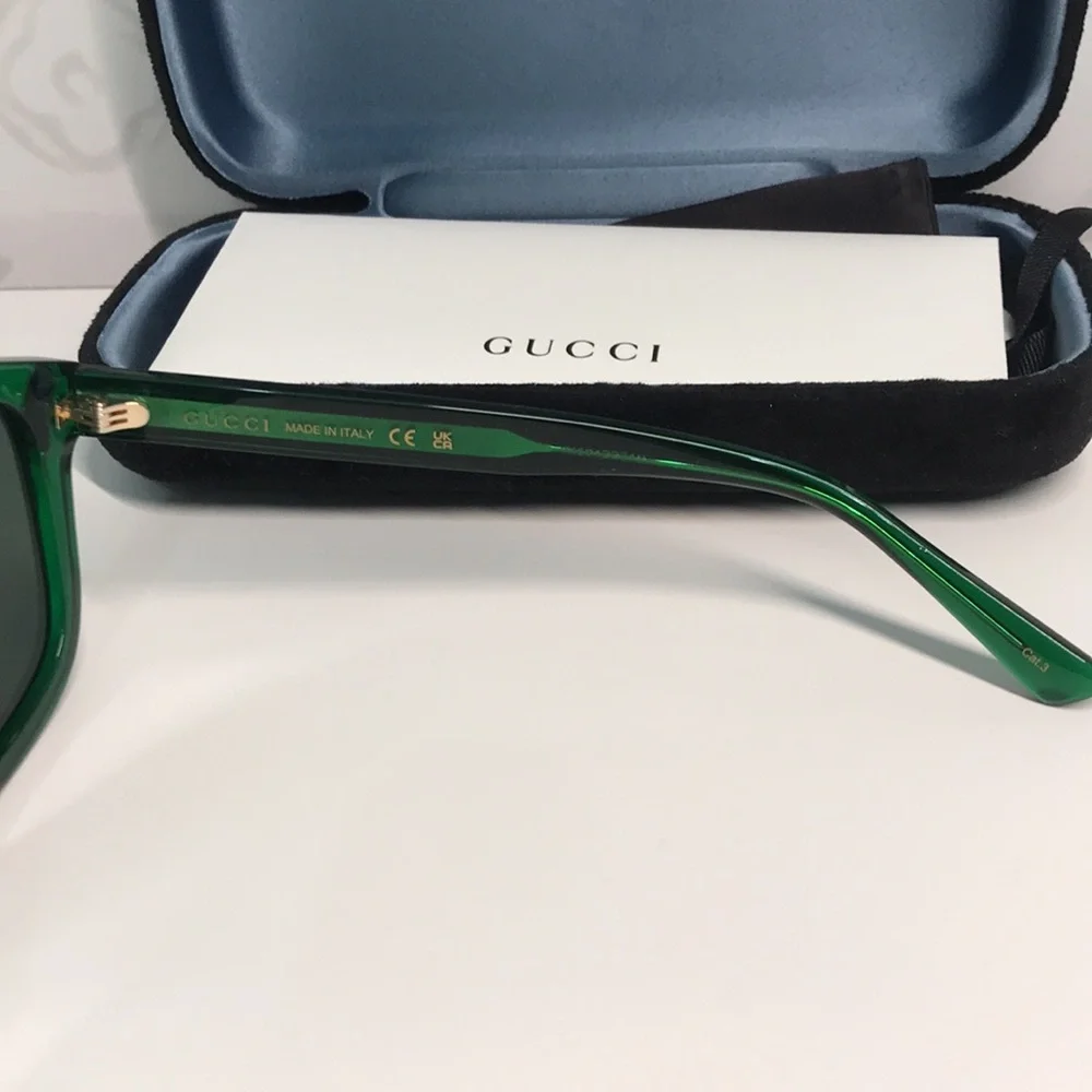 ✨ Brand New Gucci GG1316S 004 Sunglasses – Transparent Green with Green Lenses ✨